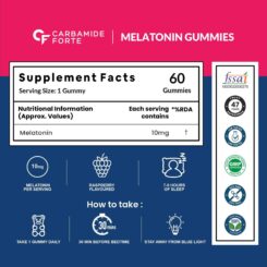 Carbamide Forte Melatonin 10mg Gummies - Raspberry Flavour - Image 3