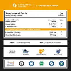 Carbamide Forte L-Carnitine L-Tartrate 2000mg Pre & Post Workout Powder - Mango Flavour - Image 5
