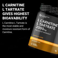 Carbamide Forte L-Carnitine L-Tartrate 2000mg Pre & Post Workout Powder - Mango Flavour - Image 4